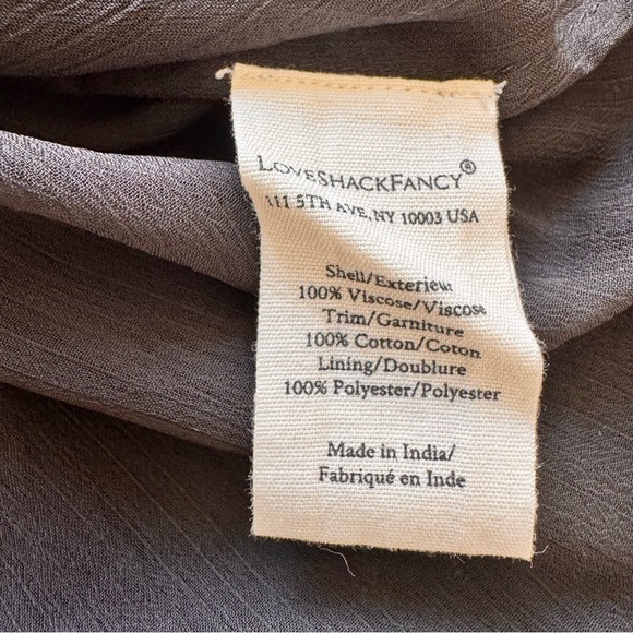 LoveShackFancy Kal Black Satin and Lace Ruffle Mini Dress size S - Picture 9 of 11